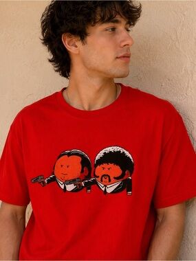 Pulp Fiction Threadless “Extra Pulp” Graphic Tee Orange Red Large Men's